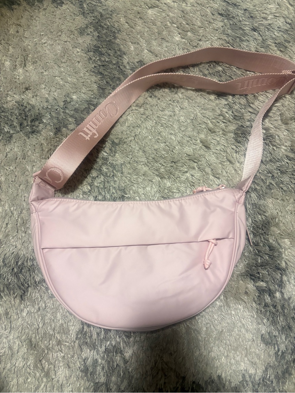 Blush Pink Crossbody Bag with Branded Strap